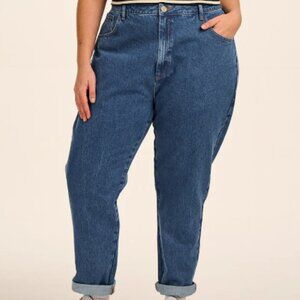 Lucy & Yak Dana High-Waisted Mom Jeans in Midwash Blue NWT